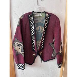 Kokopelli New Mexico Collection Jacket Cardigan Southwestern Woven Size L